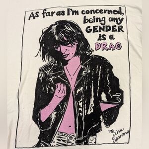 Patti Smith "Gender is a Drag" White T-Shirt Sz M